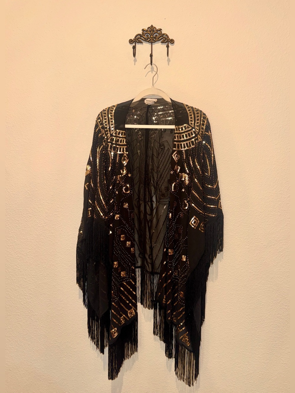 Anna-Kaci Women’s Oversized Gatsby Hand Beaded Fringed Evening Shawl